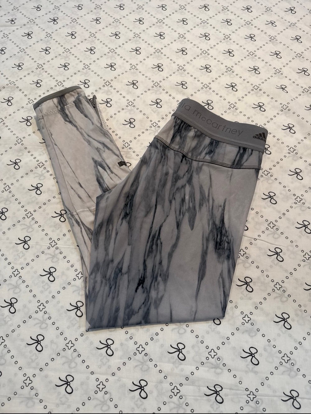 Adidas X Stella McCartney Grey Patterned Cropped Leggings Size Medium